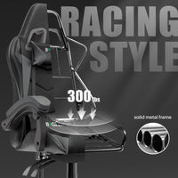 Sedia gaming ergonomica - RATTANTREE - con Supporto Lombare Sedia da Gioco in Pelle Pu con Altezza Regolabile - Nero Grigio