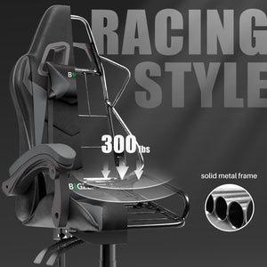 Sedia gaming ergonomica - RATTANTREE - con Supporto Lombare Sedia da Gioco in Pelle Pu con Altezza Regolabile - Nero Grigio