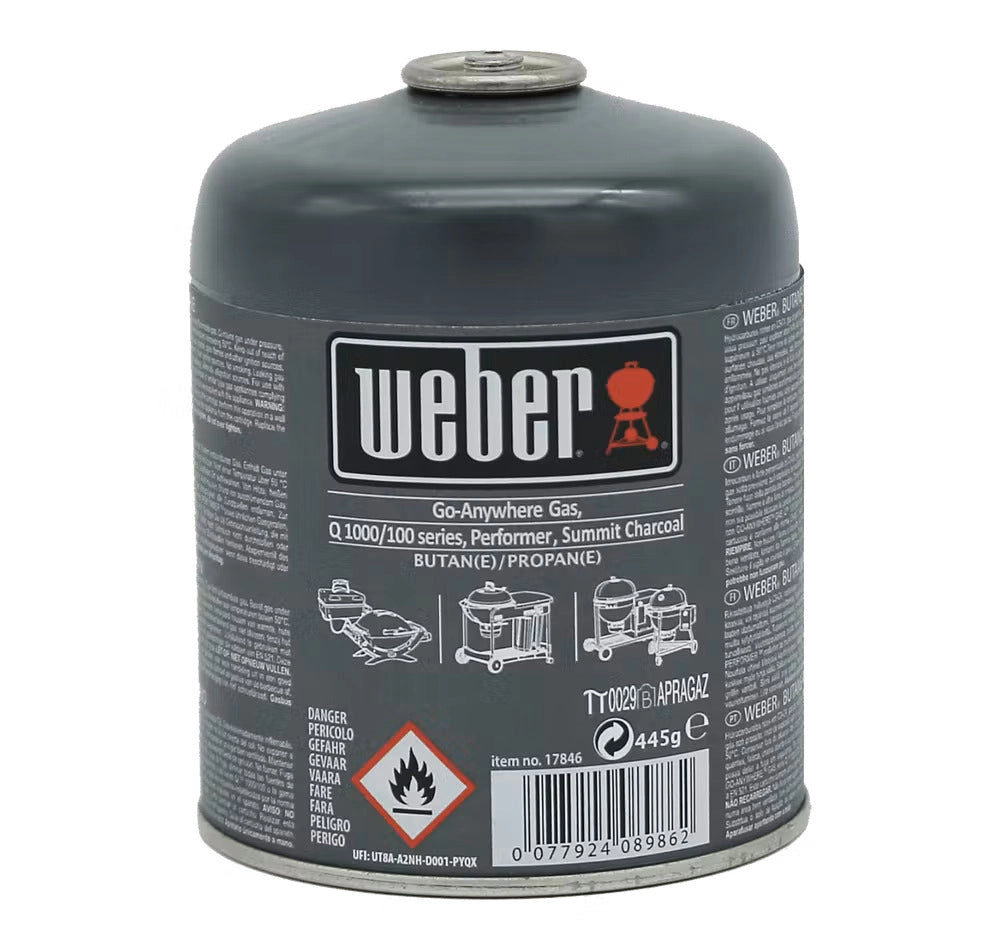 Bombola a Gas per Barbecue Compatta Bomboletta Cartuccia 445 gr Weber