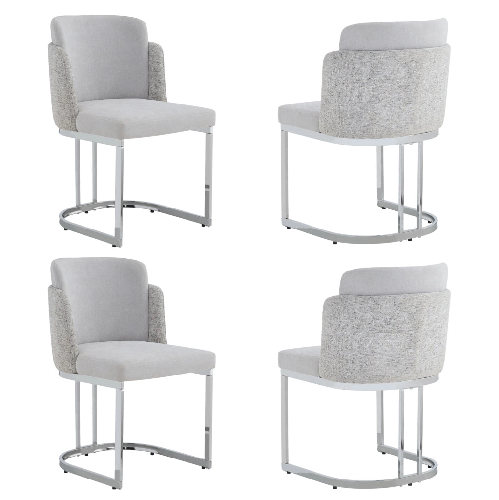 Set di 4 sedie 61.5x53.5x86 cm con doppio schienale; chenille grigio e argento