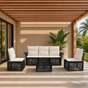 Set Divano da Giardino 6 pz Nero polyrattan 3434788