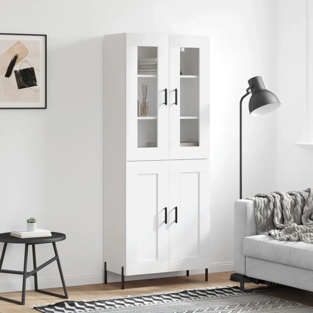 Credenza-Buffet-Armadio da cucina Bianca 69,5x34x180 cm in Legno Multistrato 670833