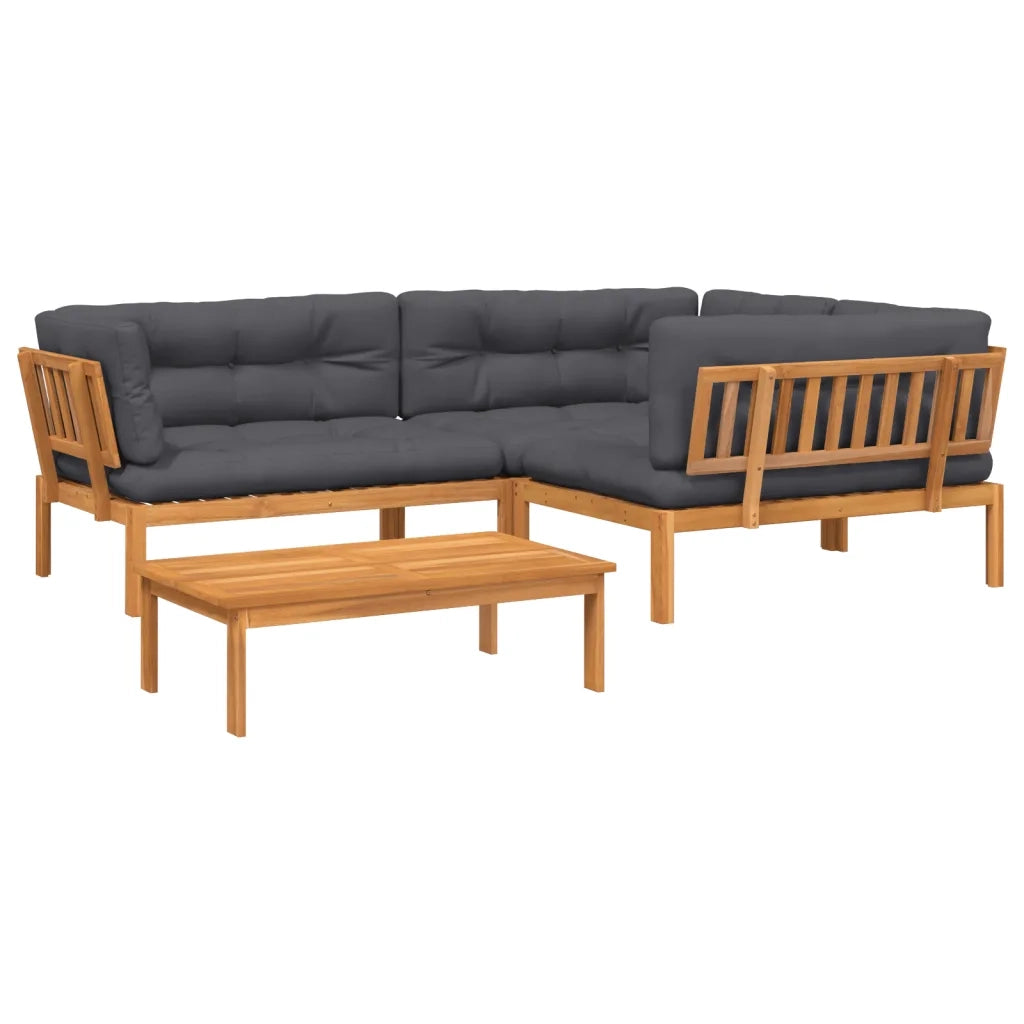 vidaXL Set Divani Pallet Giardino 4pz Cuscini Legno Massello Acacia