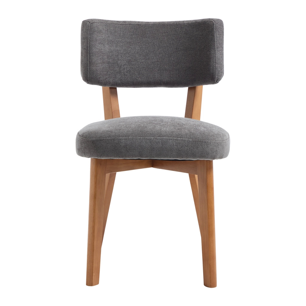 Sedia da pranzo imbottita con schienale ergonomico in legno, Grigio