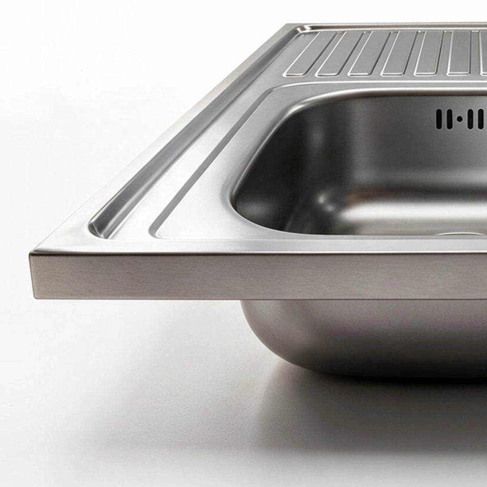 Lavello appoggio acciaio inox 80x50 cm una vasca e gocciolatoio sinistro SA216