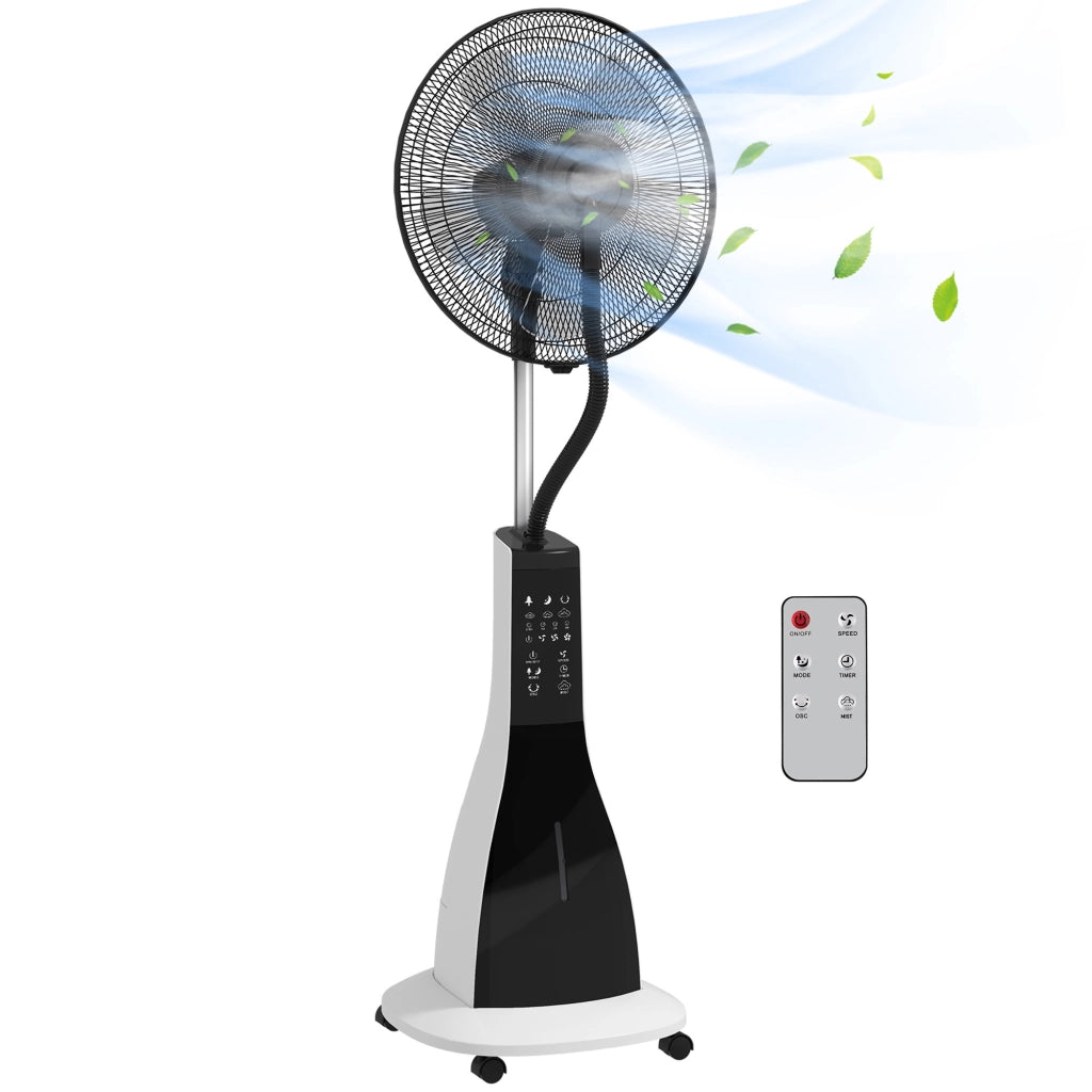 Ventilatore Nebulizzatore con Serbatoio 3L ¨C Xylo ¨C 3 Velocit¨¤, Bianco e Nero, 44.5x38.5x120 cm