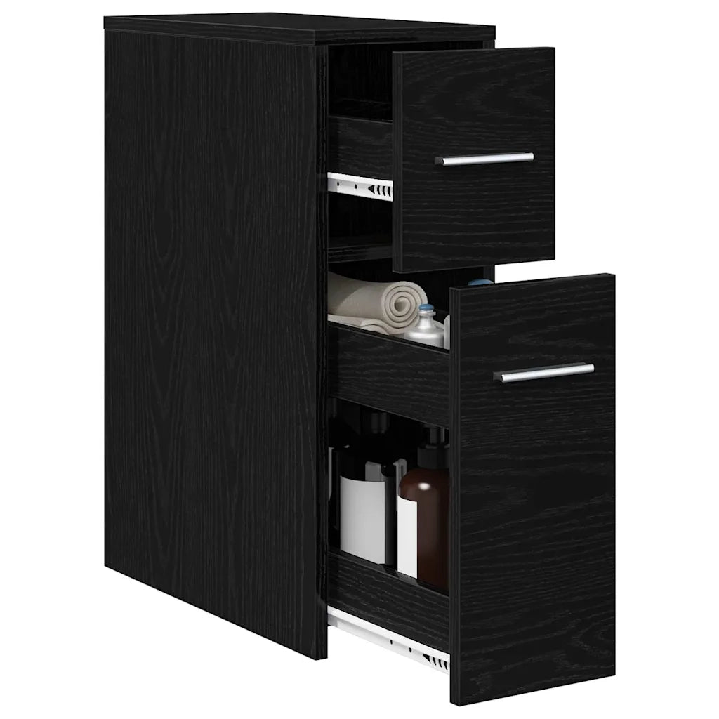vidaXL Mobile da bagno slim Rovere nero 22 x 44 x 61.5 cm