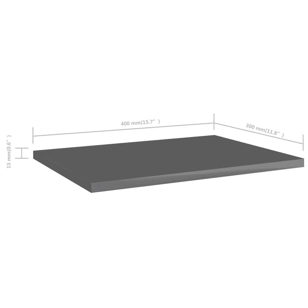 Ripiani per Libreria 8pz Grigio Lucido 40x30x1,5cm Multistrato 805169