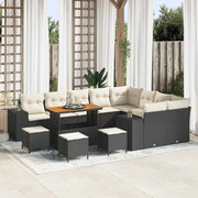 Set Divano da Giardino con cuscino 13 pcs Nero polyrattan 3362050