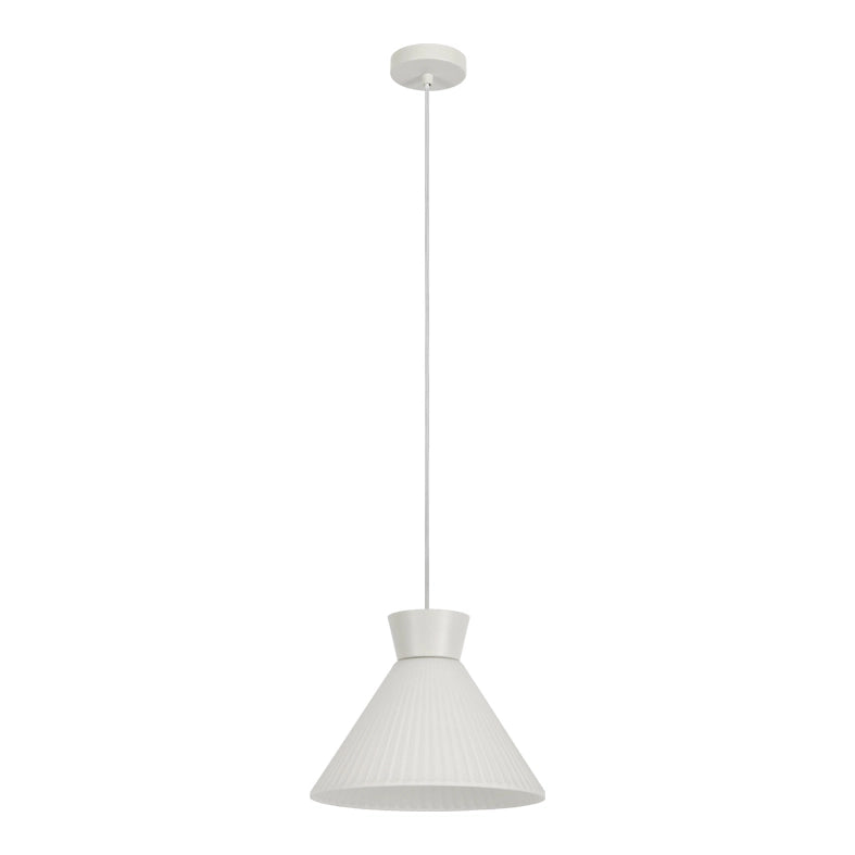 Lampada a Sospensione BEA Rossini Group 28cm - Vetro Bianco Satinato Plissettato, Attacco E27, Struttura Bianca IP20, Classe I - Illuminazione