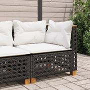 Divano Angolare da Giardino con Cuscini-Sofa da Giardino-Divanetto da esterno Nero in Polyrattan 177977