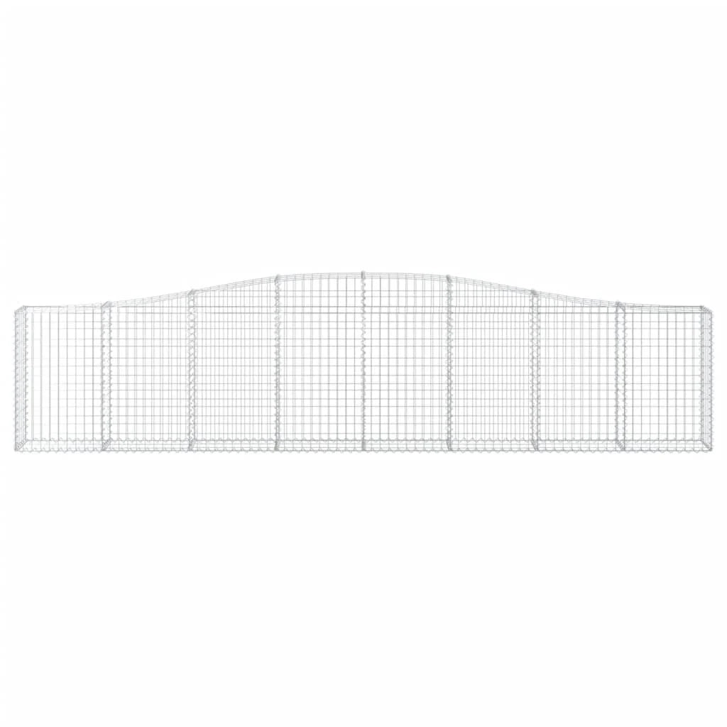 Cestini gabbioni recinzione a gabbia muro di contenimento ad arco 5 pezzi 400 x 30 x 80/100 cm ferro zincato argento 02_0040936