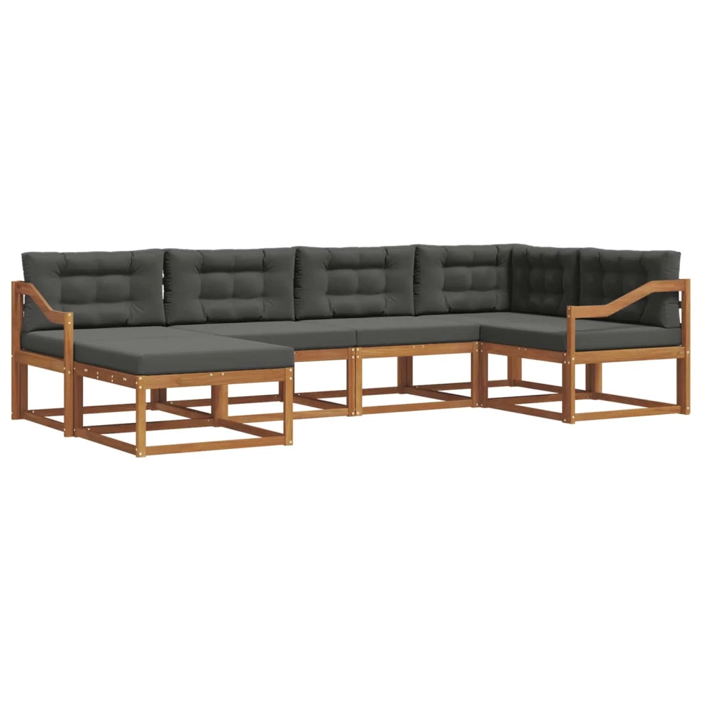 Set di divani da esterno con cuscino 6 pcs Naturale e Antracite