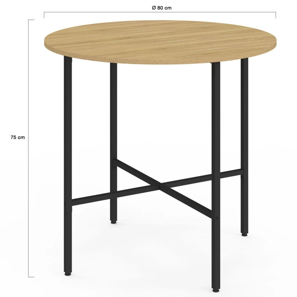 IDMarket - DETROIT mesa de comedor redonda 4 personas diseño industrial 80 cm