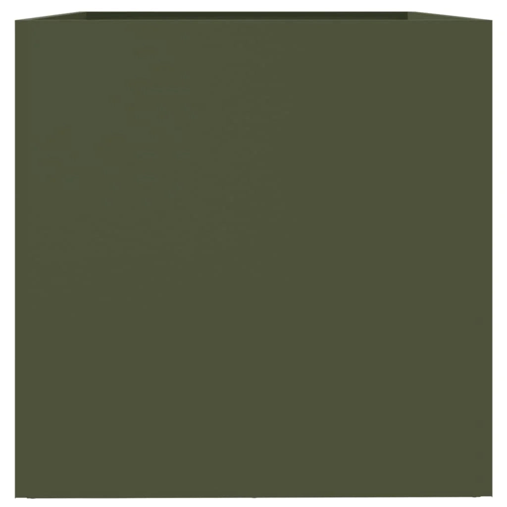 Aiuola/fioriera rialzata color oliva per piante fiori e patio 62 x 47 x 46 cm acciaio verde 02_0038707