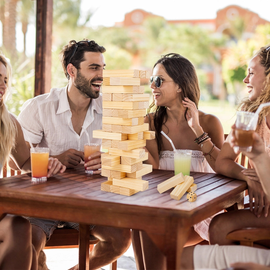 Torre gigante con 54 blocchi di legno per bambini e adulti-Gioco impilabile per cortile con borsa di trasporto