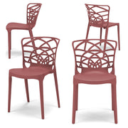 Set 4 sedie in polipropilene ARMONIA, impilabile, resistente ai raggi UV, design moderno, ideale per sala da pranzo, cucina, sala d’attesa, bar, ristoranti o giardino, colore Mattone