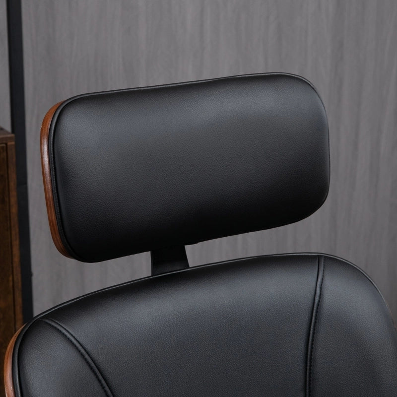 Sedia da ufficio ergonomica con schienale alto e poggiatesta removibile in similpelle nera 66 × 65 × 115-125 cm