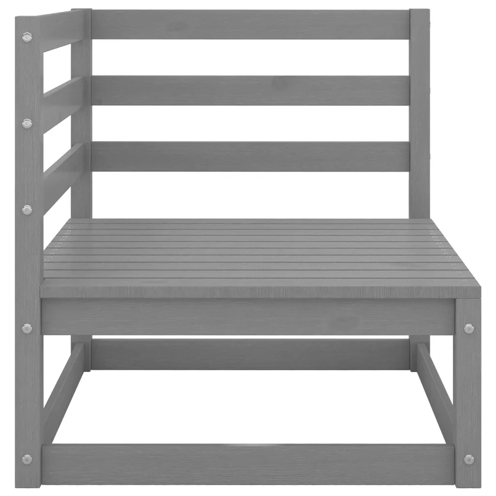 Set Divani da Giardino 9 pz Grigi in Legno Massello di Pino 3075856