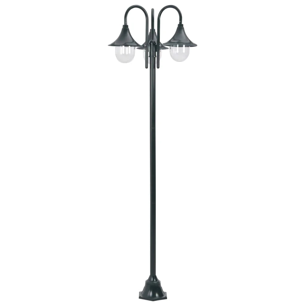 Lampada da terra da giardino E27 220 cm alluminio 3 lanterne verde scuro 02_0042543