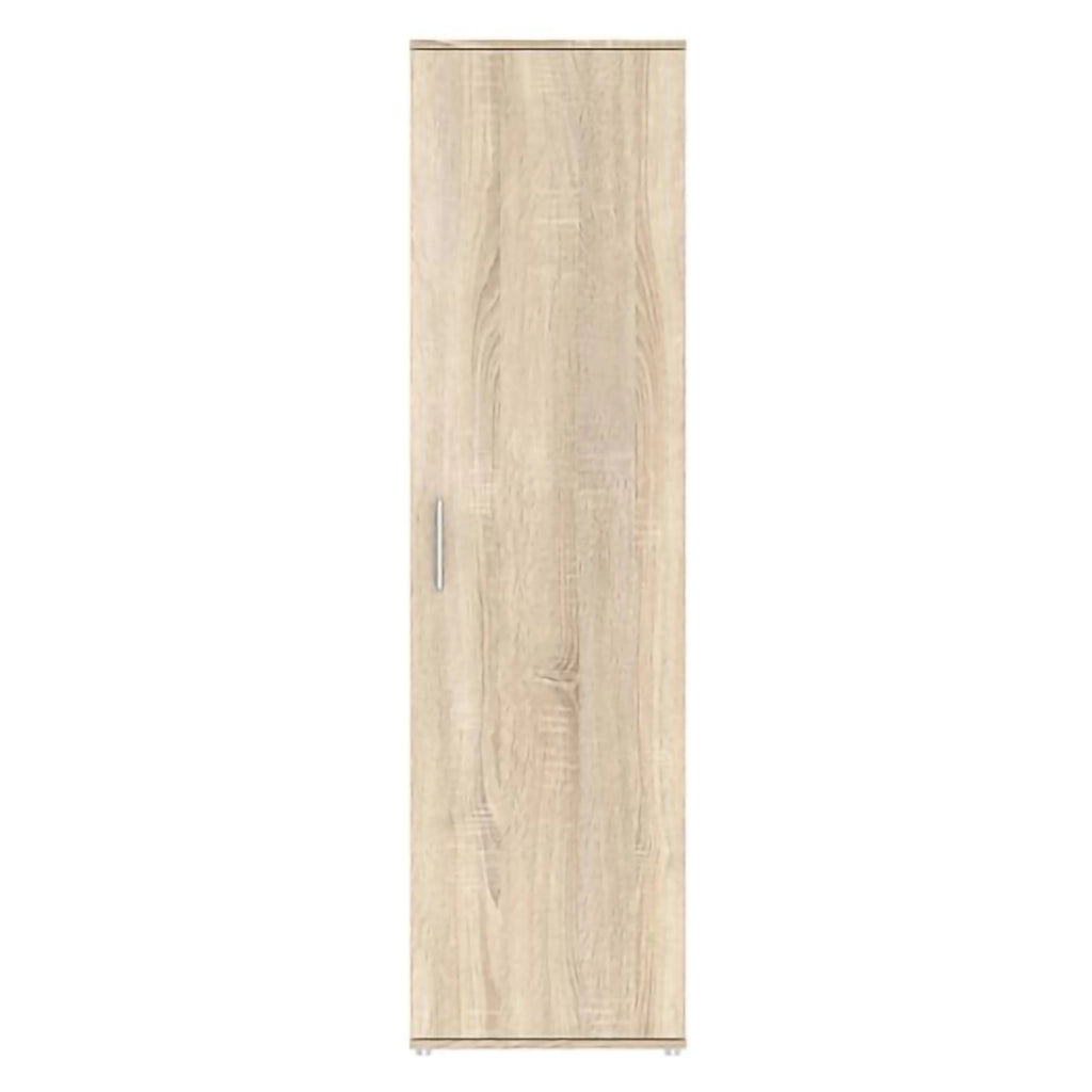 Lerosota, Armadio Multiuso 1 Anta 5 Ripiani, 50x185h cm Marrone Rovere