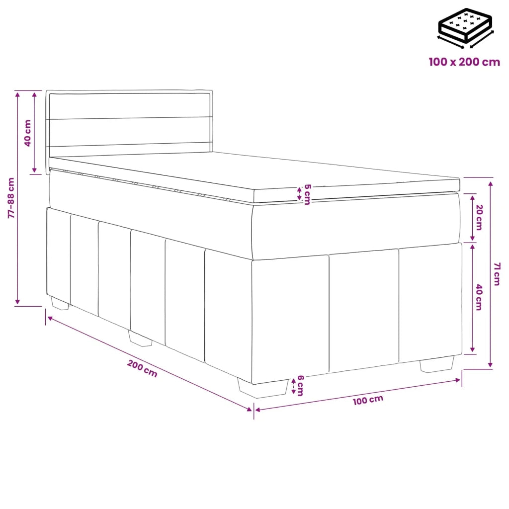 Letto box spring con materasso Nero 100 x 200 cm Tessuto 3451138