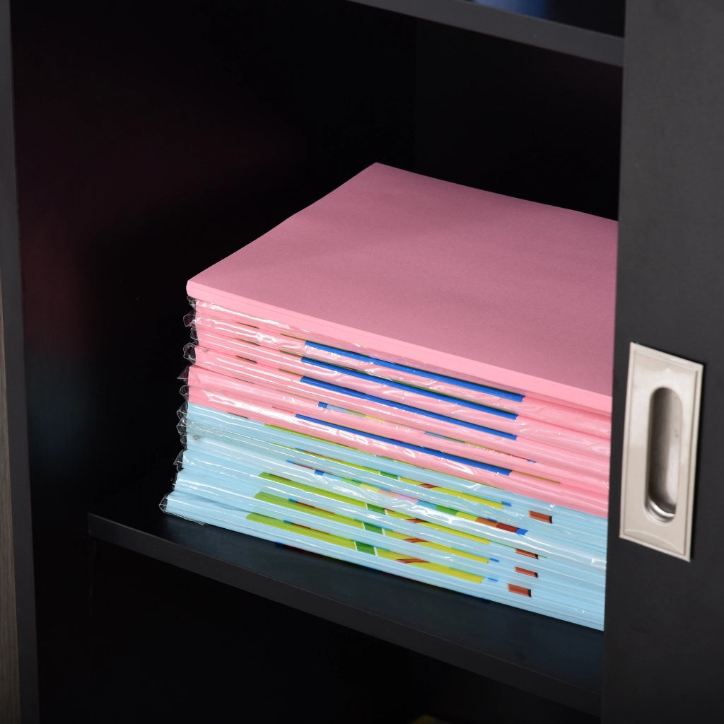 Armadio per Ufficio 2 Porte Scorrevoli Bloccabili ¨C Zephmum ¨C Nero 80x40x120 cm