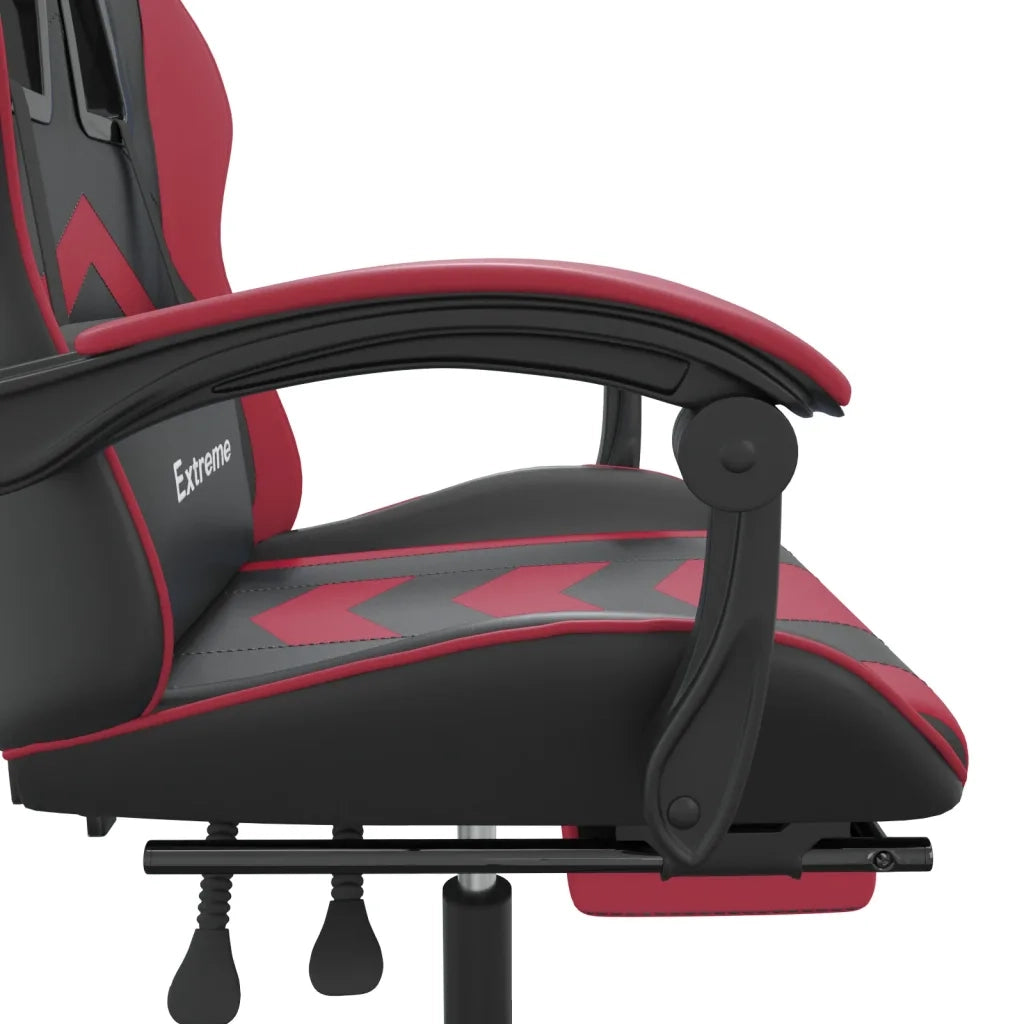 Sedia Gaming Girevole Poggiapiedi Nero e Rosso Vino Similpelle cod mxl 78401