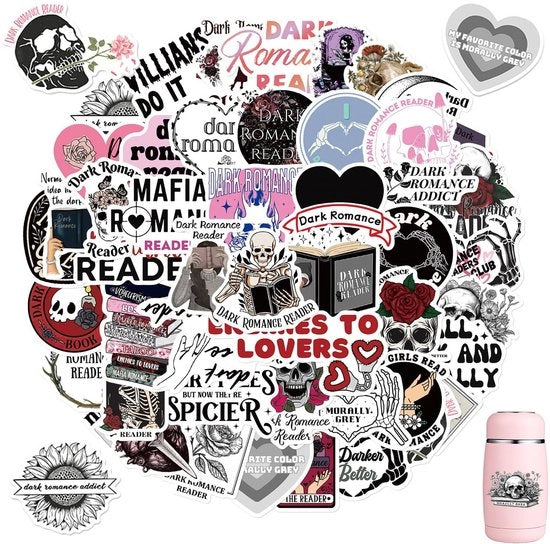 Set di Stickers da 50 - Romanticismo Oscuro - Stickers in PVC Idrorepellente - Stickers di Disegno Creativo - Stickers Estetici - Qualità di Stampatura Elevata - Stickers Decorativi