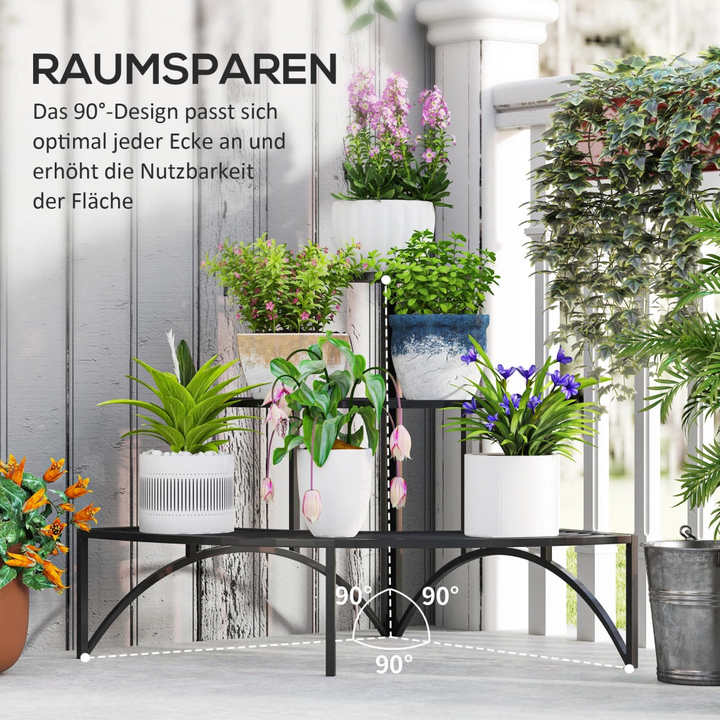 Portafiori angolare 3 ripiani ¨C Xylo ¨C metallo nero per interno esterno giardino balcone