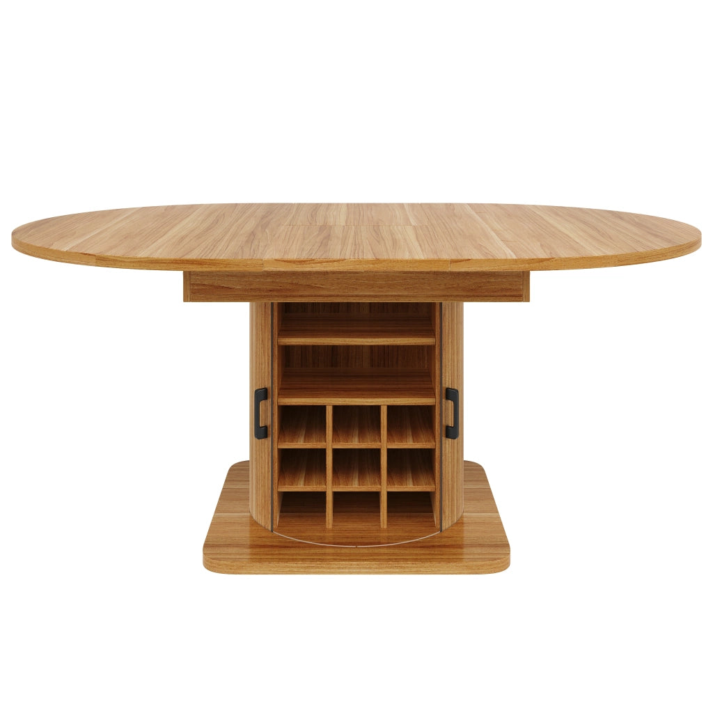 Tavolo allungabile salvaspazio con contenitore interno, MDF e metallo, Marrone Scuro