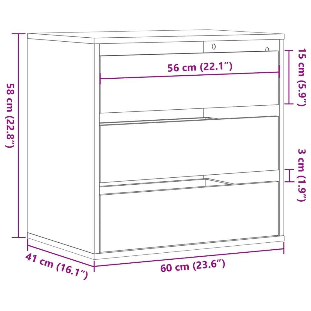 vidaXL Cassettiera Angolare Legno Antico 60x41x58 cm Legno Multistrato