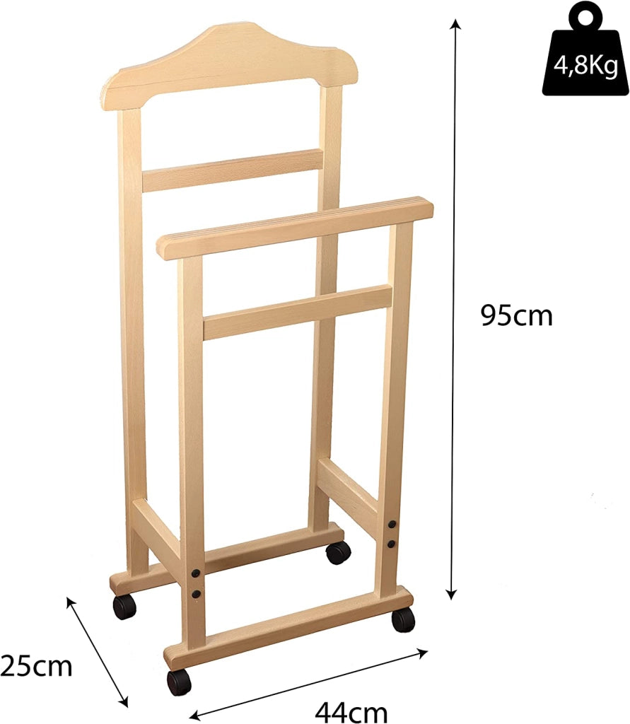 INDOSSATORE APPENDIABITI DA CAMERA PRATIC LEGNO DI FAGGIO NATURALE 44 X 25 X 98