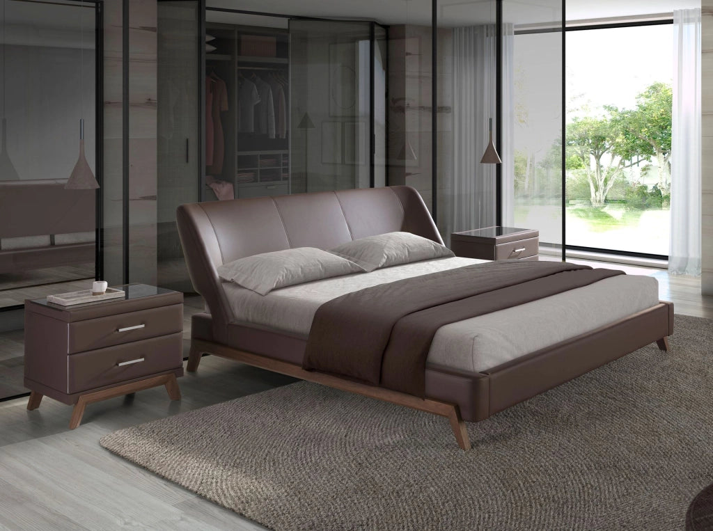 Letto in similpelle marrone cioccolato