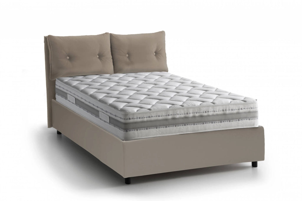 Rubino, Letto Piazza e Mezza Contenitore Made in Italy, Grigio Tortora