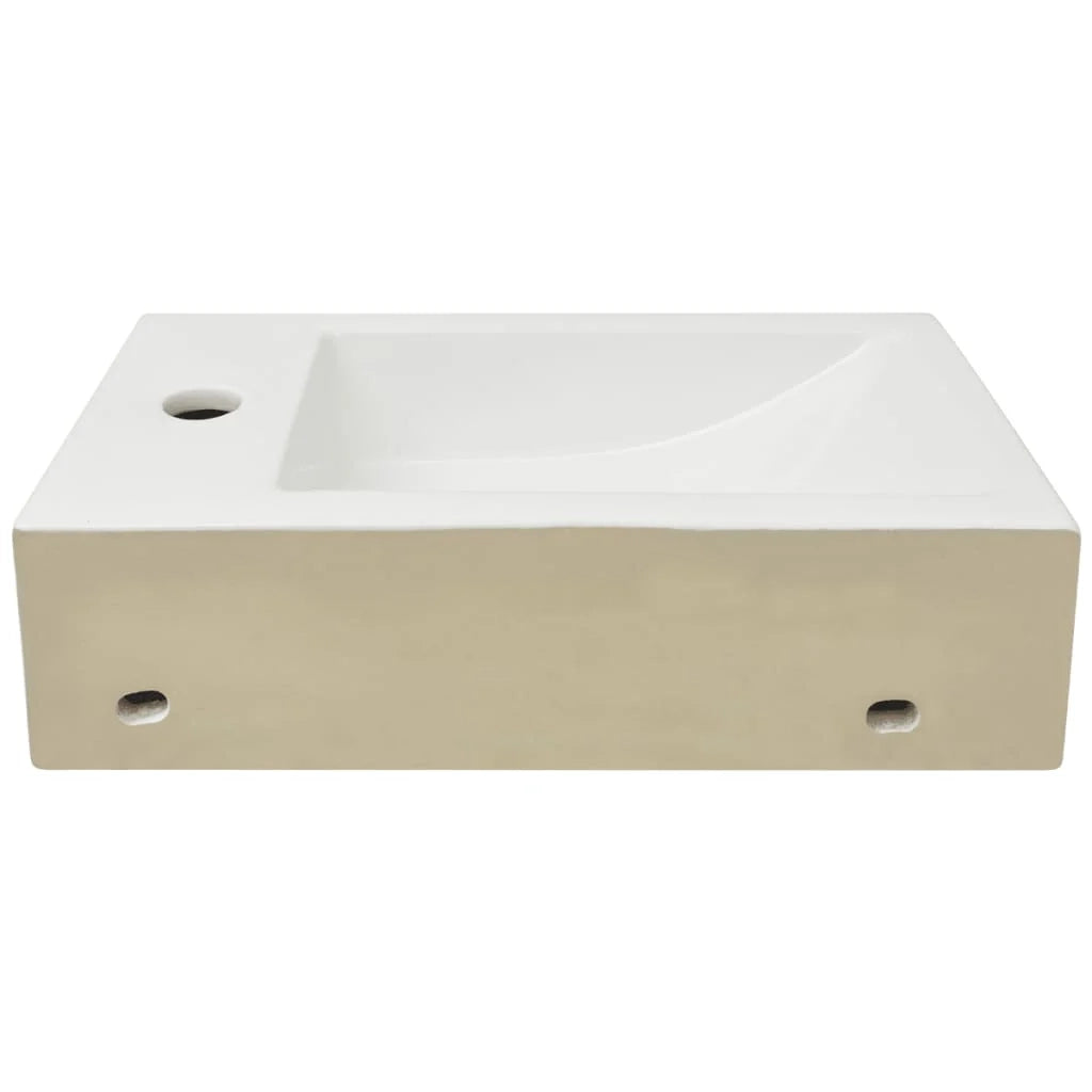 Lavabo da bagno con foro per rubinetto 46 ​​x 25,5 cm ceramica bianca 02_0002530
