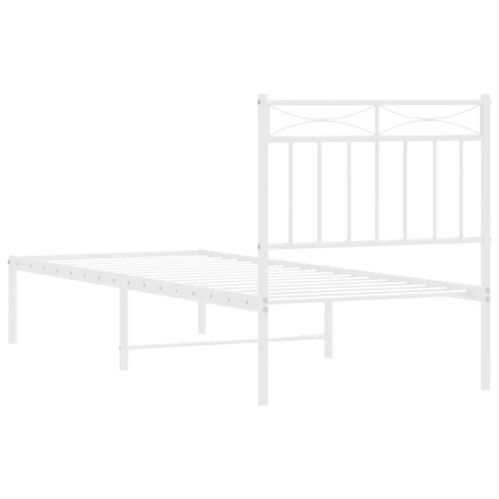Letto singolo | Letto per adulti | Giroletto senza Materaso con Testiera Metallo Bianco 75x190 cm