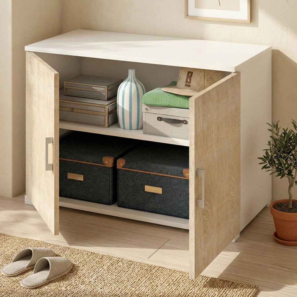 Serafinito, Armadio Multiuso 2 Ante un Ripiano Made in Italy, 90x66h cm Marrone Rovere