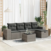Set Divano da Giardino 6 pz con Cuscini Grigio in Polyrattan 3325676