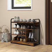 Scarpiera a 4 livelli con ripiano alto, struttura in metallo, 70 x 30 x 65 cm, marrone