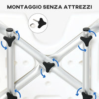 Sedia per Doccia con Braccioli 54x52x70-82 cm in Lega di Alluminio e HDPE Bianco