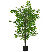 Grande albero di ficus artificiale, 135 cm, pianta artificiale, pianta di ficus artificiale in plastica in vaso, albero artificiale con cemento, erba