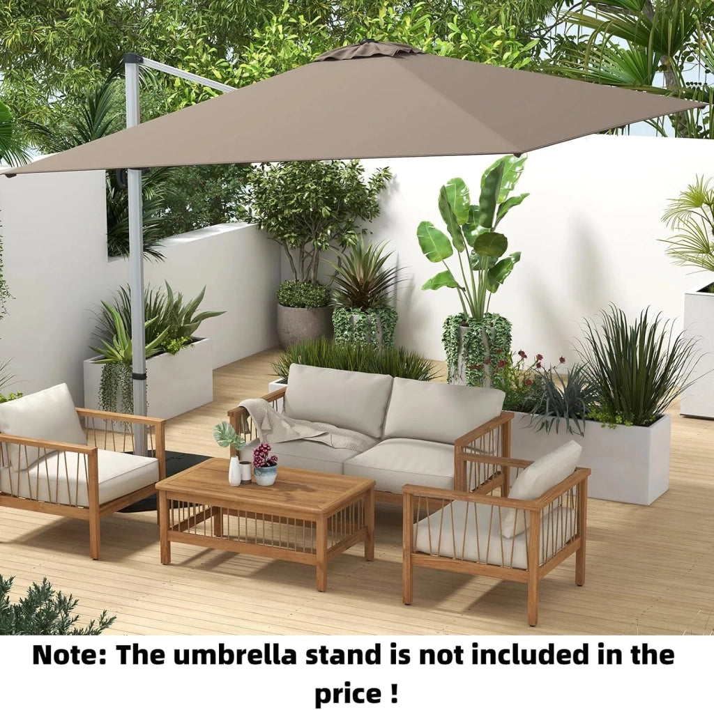 Ombrellone da Giardino Quadrato 3x3m, Pieghevole e Regolabile in Altezza con Base a Croce, Ombrellone da Balcone, Altezza 260cm, Ombrellone Parasole per Cortile, Terrazza, senza Base
