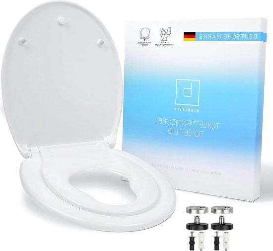 Tappo WC Premium Softclose-Automaat Antibatterico Ovale Bianco - Tappo WC per Bambini Soft Close - Occhialino WC Duroplast/Acciaio Inox Occhialino WC per Bambini