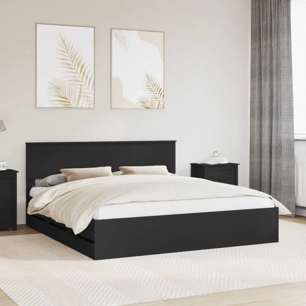 Struttura del letto-Giroletto Nero 180 x 200 cm Legno Ingegnerizzato 801818