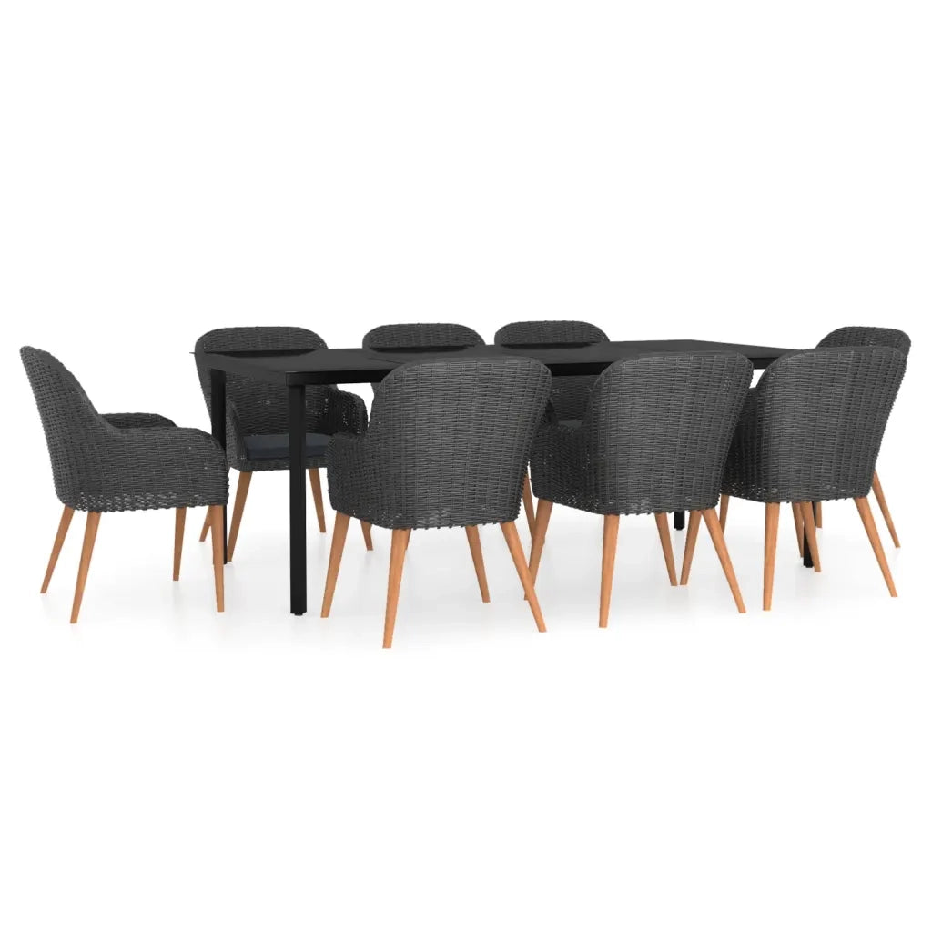 Set Mobili da Pranzo per Giardino 9 pz con Cuscini Nero cod mxl 42187