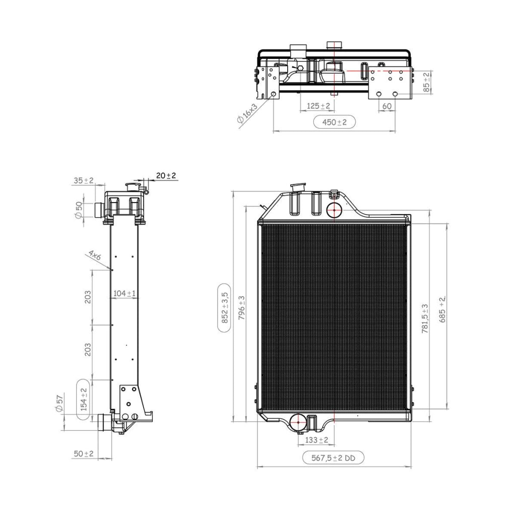 Radiatore raffreddamento acqua con 5 file di celle per John Deere 4430 codice OEM 150-324, AR61879
