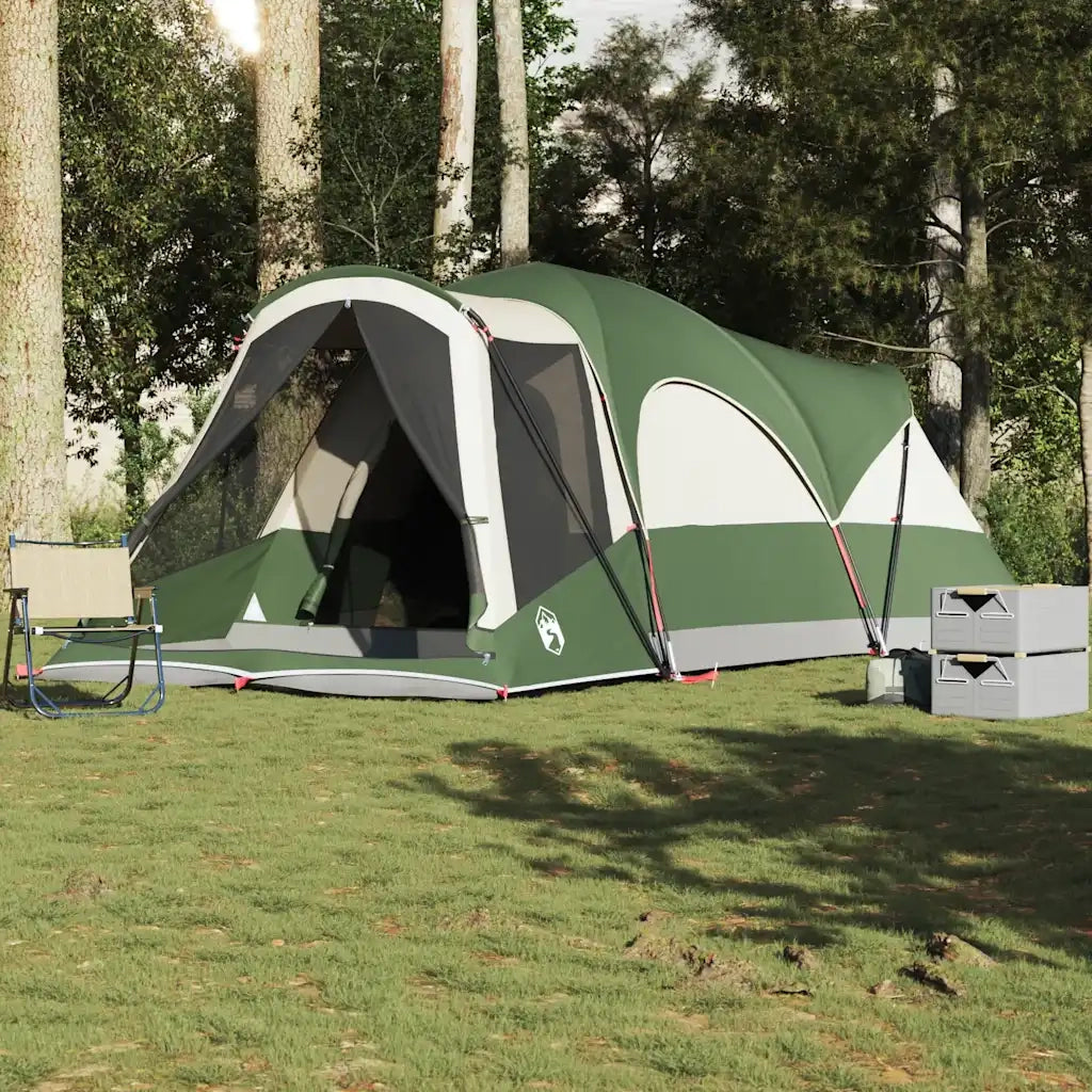 Tenda Familiare a Tunnel per 8 Persone-Tenda da campeggio Verde Impermeabile 433575