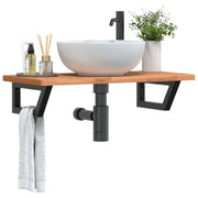 vidaXL Ripiano a Parete per Lavabo in Acciaio e Massello di Faggio