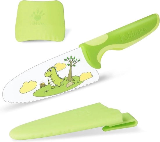 Coltello da bambino, 2 parti, set di coltelli da bambino, lama a strisce, coltello da bambino per tagliare, acciaio inossidabile, punta arrotondata, coltello da cucina, adatto per bambini
